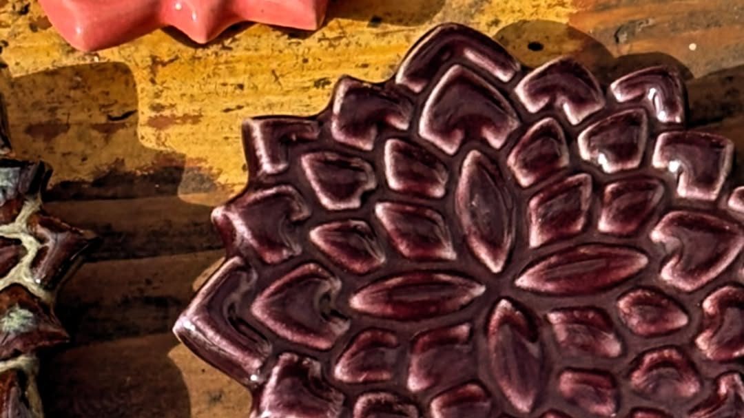 Flower trinket dishes fresh from the kiln