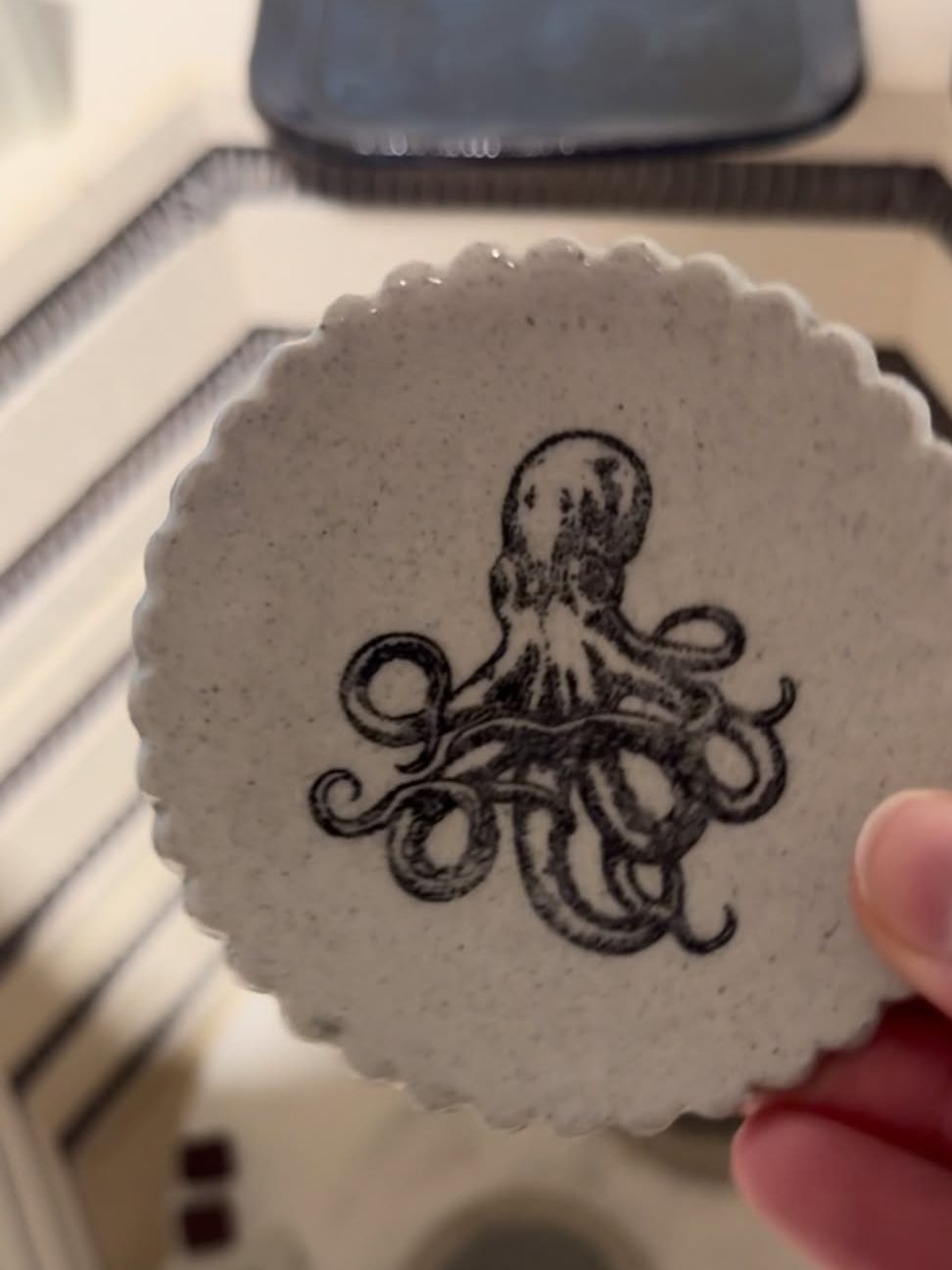 Octopus stamped dish